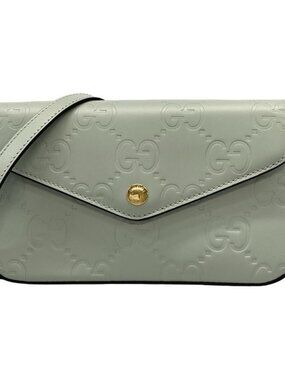 Gucci Shoulder Bag GG Super Mini Leather Bag Perlee Green